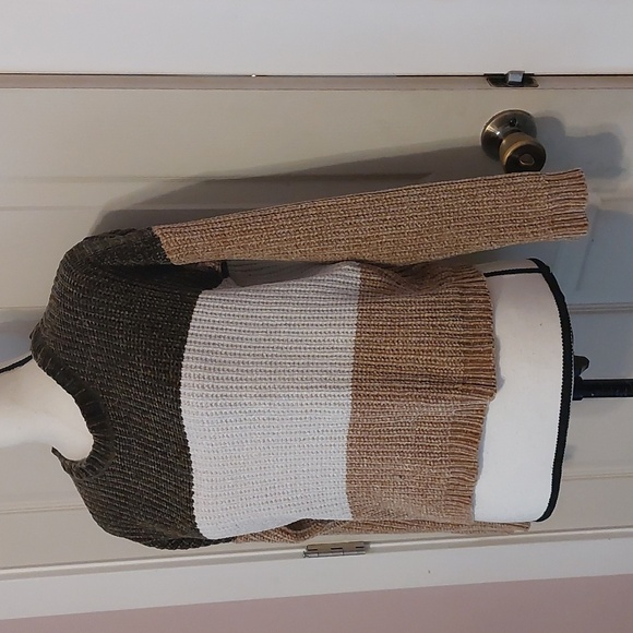 Poof Apparel Color Block Ribbed Knit Chenille Sweater Size M - Picture 3 of 7